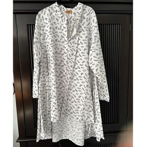 Tulip Demi Button Down Top, Owl Print, Size Large